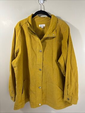 Denim & Compony Mustard Yellow Corduroy Jacket Women’s 2X Zipper and Buttoned